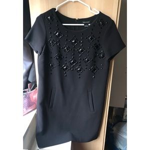 Club Monaco Black Embellished Jeweled Work Dress